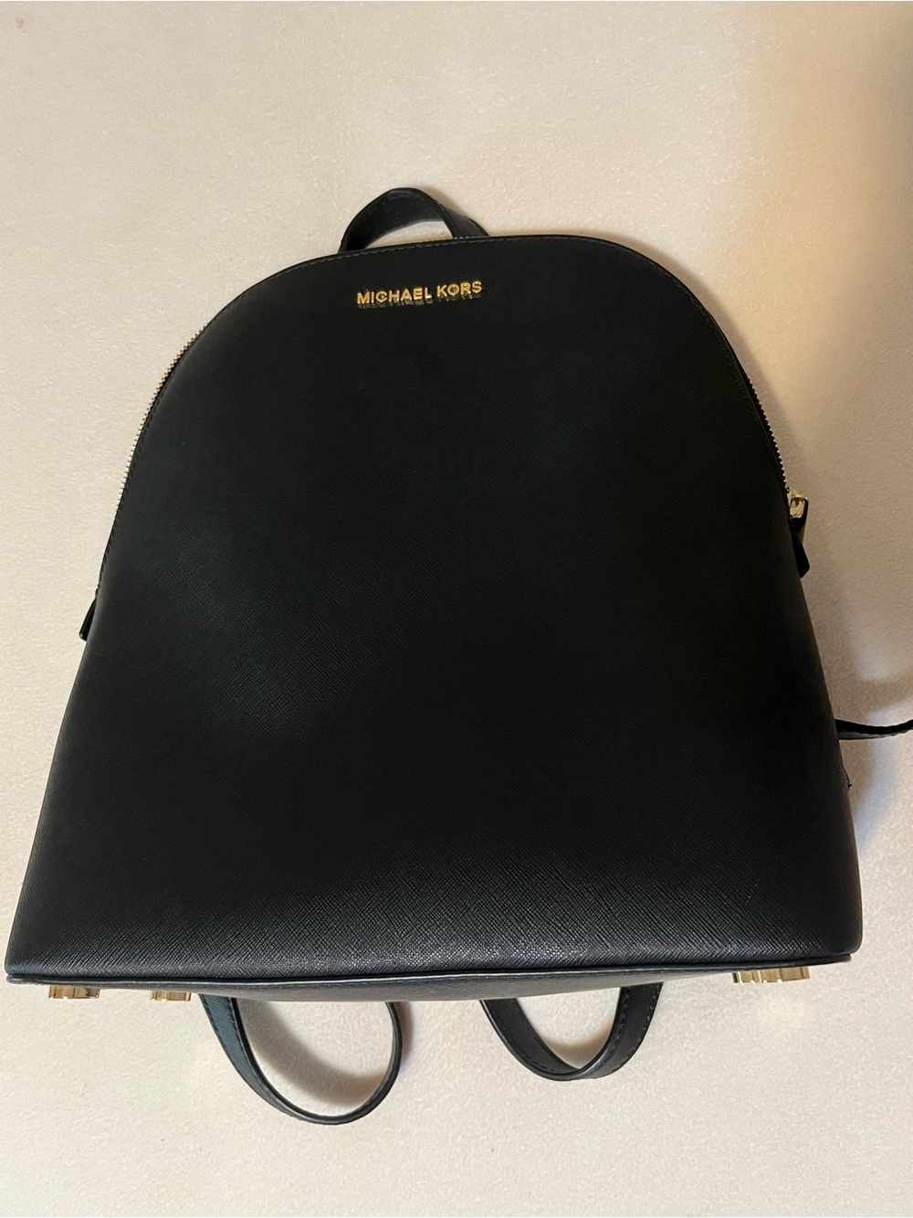 Michael Kors Black Saffiano Backpack with Gold Hardware
